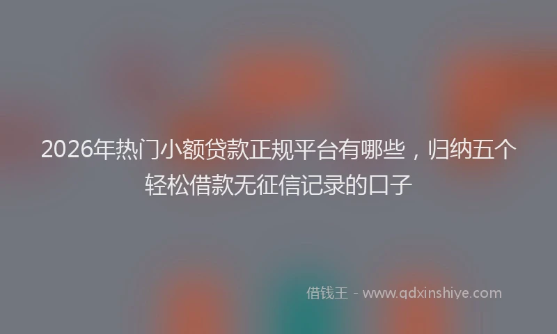2026年热门小额贷款正规平台有哪些，归纳五个轻松借款无征信记录的口子