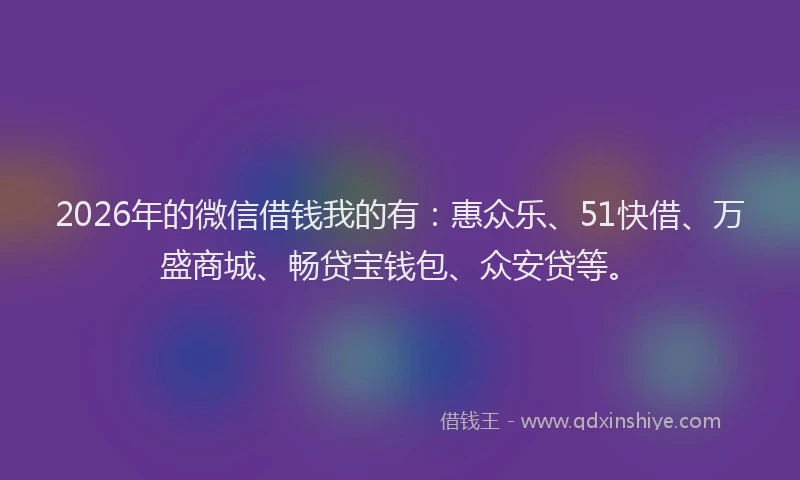 2026年的微信借钱我的有:惠众乐、51快借、万盛商城、畅贷宝钱包、众安贷等。