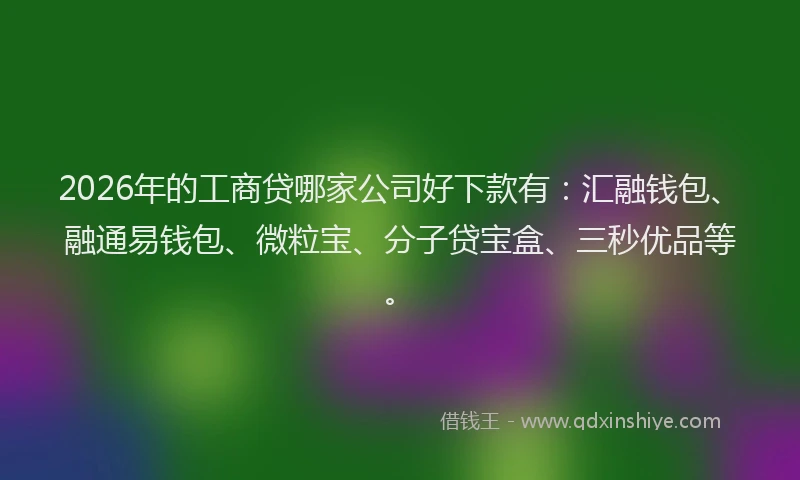 2026年的工商贷哪家公司好下款有：汇融钱包、融通易钱包、微粒宝、分子贷宝盒、三秒优品等。