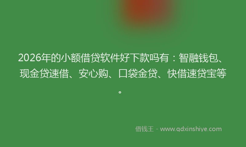 2026年的小额借贷软件好下款吗有：智融钱包、现金贷速借、安心购、口袋金贷、快借速贷宝等。