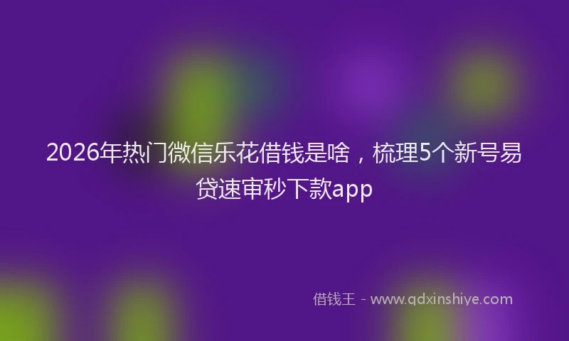 2026年热门微信乐花借钱是啥，梳理5个新号易贷速审秒下款app