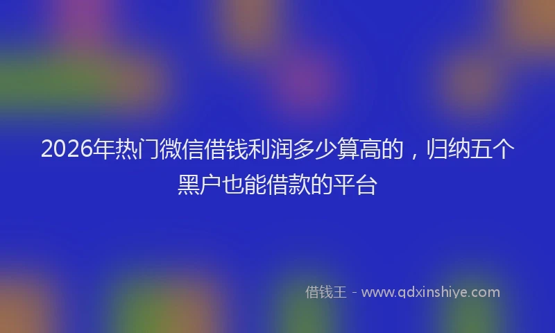2026年热门微信借钱利润多少算高的，归纳五个黑户也能借款的平台