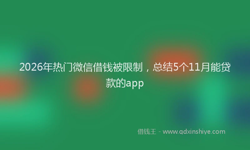 2026年热门微信借钱被限制，总结5个11月能贷款的app