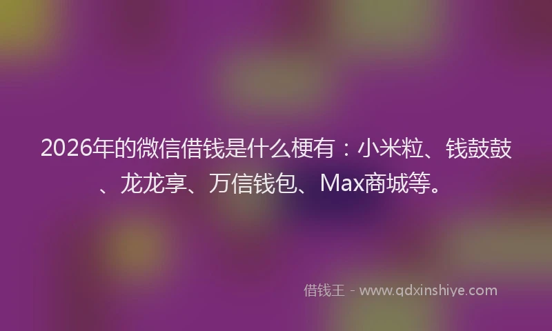 2026年的微信借钱是什么梗有：小米粒、钱鼓鼓、龙龙享、万信钱包、Max商城等。