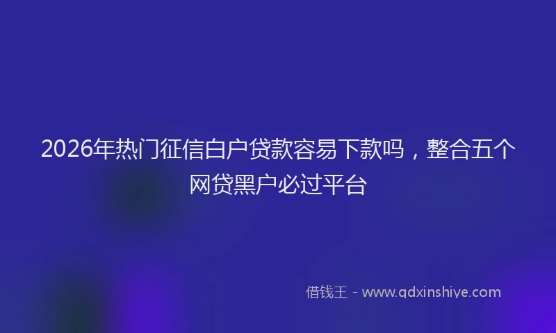 2026年热门征信白户贷款容易下款吗，整合五个网贷黑户必过平台