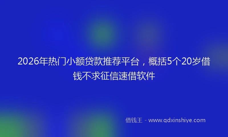 2026年热门小额贷款推荐平台，概括5个20岁借钱不求征信速借软件