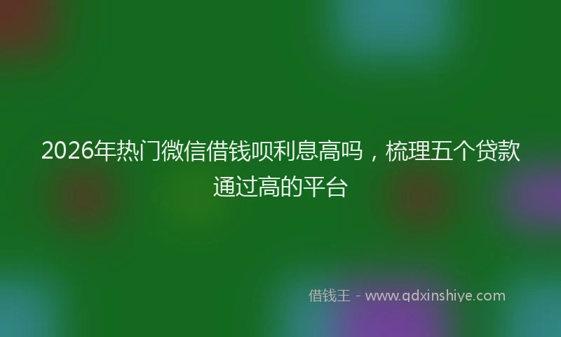 2026年热门微信借钱呗利息高吗，梳理五个贷款通过高的平台