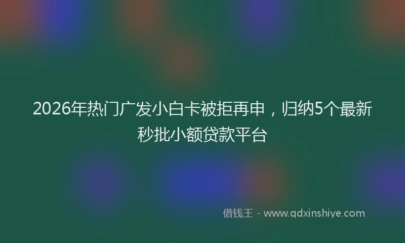 2026年热门广发小白卡被拒再申,归纳5个最新秒批小额贷款平台