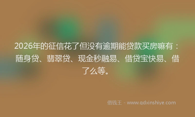 2026年的征信花了但没有逾期能贷款买房嘛有:随身贷、翡翠贷、现金秒融易、借贷宝快易、借了么等。