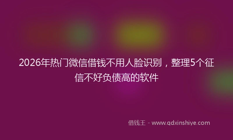 2026年热门微信借钱不用人脸识别，整理5个征信不好负债高的软件