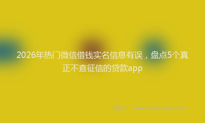 2026年热门微信借钱实名信息有误，盘点5个真正不查征信的贷款app