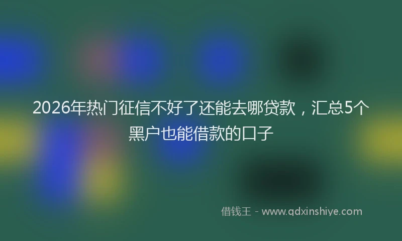 2026年热门征信不好了还能去哪贷款，汇总5个黑户也能借款的口子