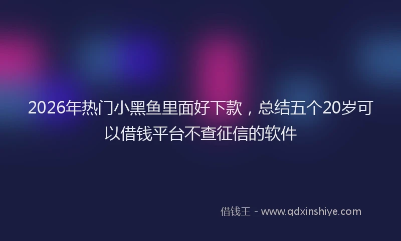2026年热门小黑鱼里面好下款，总结五个20岁可以借钱平台不查征信的软件