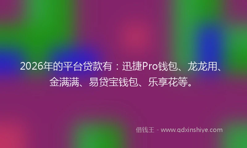 2026年的平台贷款有：迅捷Pro钱包、龙龙用、金满满、易贷宝钱包、乐享花等。