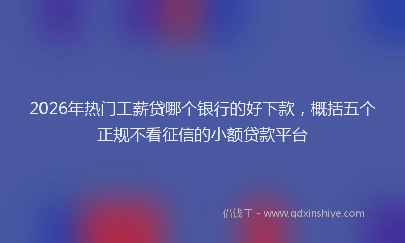 2026年热门工薪贷哪个银行的好下款，概括五个正规不看征信的小额贷款平台