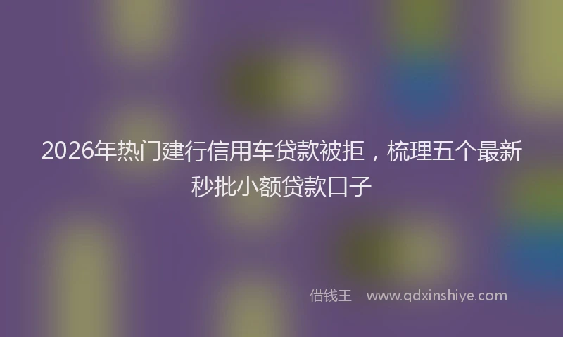 2026年热门建行信用车贷款被拒，梳理五个最新秒批小额贷款口子