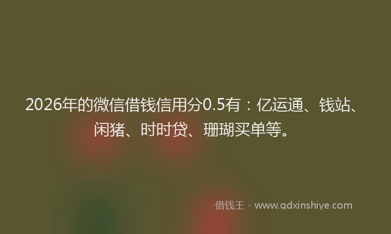 2026年的微信借钱信用分0.5有：亿运通、钱站、闲猪、时时贷、珊瑚买单等。