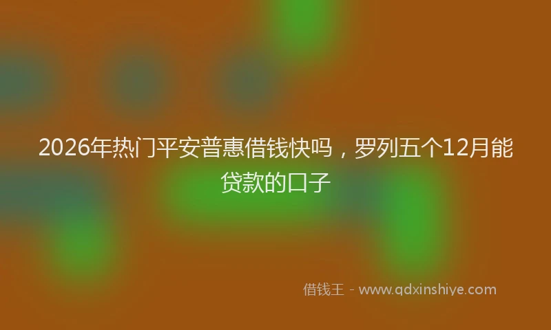 2026年热门平安普惠借钱快吗，罗列五个12月能贷款的口子