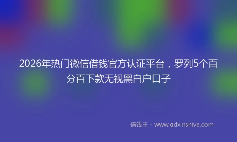 2026年热门微信借钱官方认证平台，罗列5个百分百下款无视黑白户口子