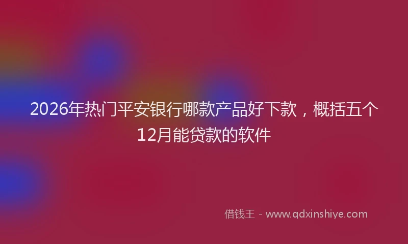 2026年热门平安银行哪款产品好下款，概括五个12月能贷款的软件