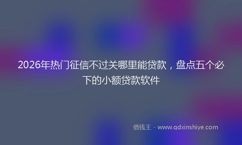 2026年热门征信不过关哪里能贷款，盘点五个必下的小额贷款软件