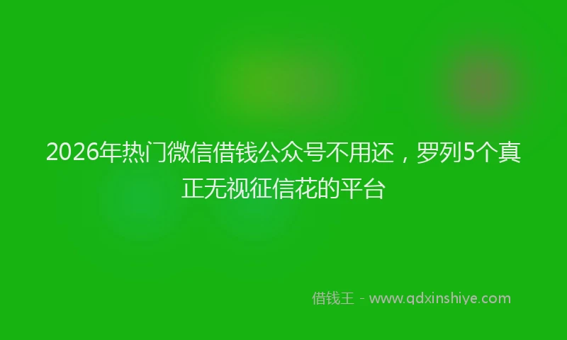 2026年热门微信借钱公众号不用还，罗列5个真正无视征信花的平台