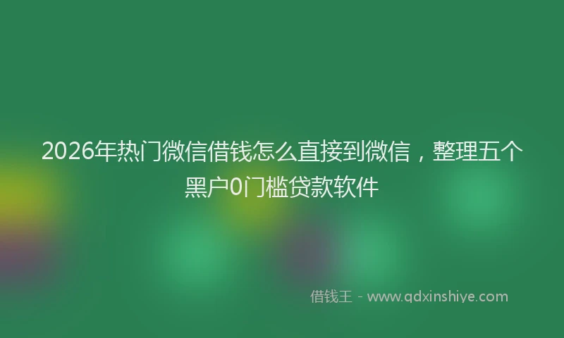 2026年热门微信借钱怎么直接到微信，整理五个黑户0门槛贷款软件