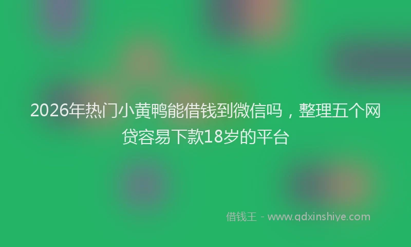 2026年热门小黄鸭能借钱到微信吗，整理五个网贷容易下款18岁的平台
