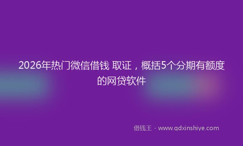 2026年热门微信借钱 取证，概括5个分期有额度的网贷软件