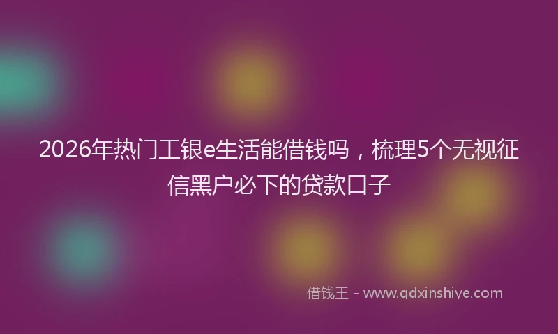 2026年热门工银e生活能借钱吗，梳理5个无视征信黑户必下的贷款口子