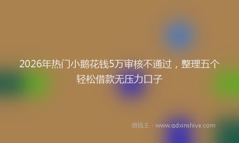 2026年热门小鹅花钱5万审核不通过，整理五个轻松借款无压力口子