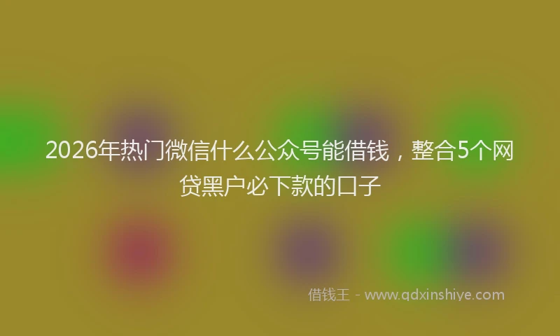 2026年热门微信什么公众号能借钱，整合5个网贷黑户必下款的口子