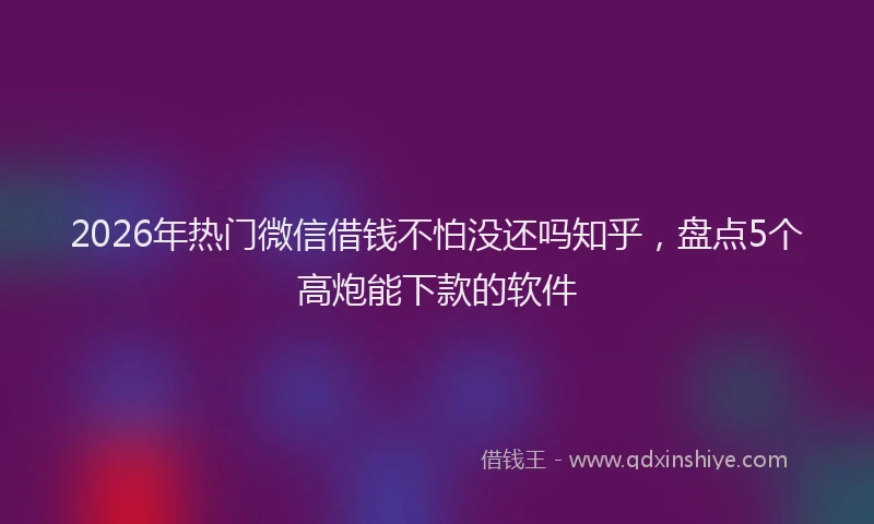2026年热门微信借钱不怕没还吗知乎，盘点5个高炮能下款的软件