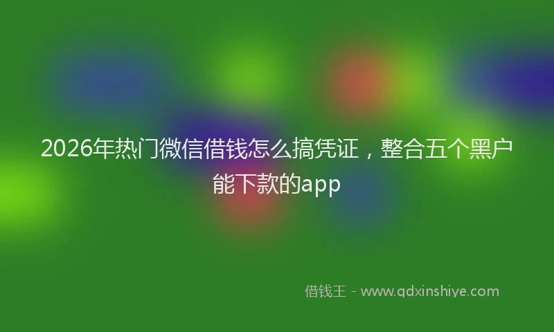 2026年热门微信借钱怎么搞凭证,整合五个黑户能下款的app