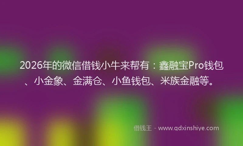 2026年的微信借钱小牛来帮有：鑫融宝Pro钱包、小金象、金满仓、小鱼钱包、米族金融等。