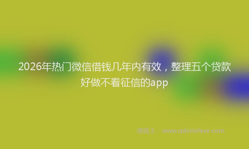 2026年热门微信借钱几年内有效,整理五个贷款好做不看征信的app