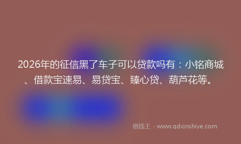 2026年的征信黑了车子可以贷款吗有：小铭商城、借款宝速易、易贷宝、臻心贷、葫芦花等。