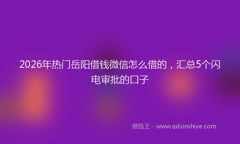 2026年热门岳阳借钱微信怎么借的，汇总5个闪电审批的口子