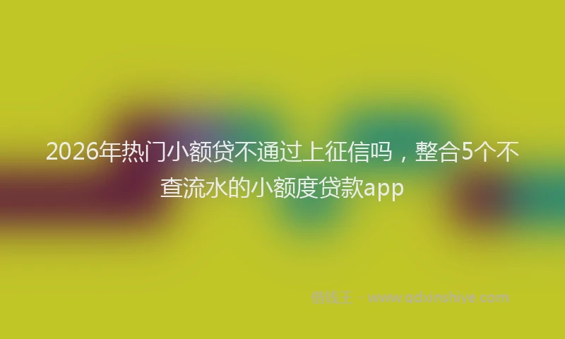 2026年热门小额贷不通过上征信吗，整合5个不查流水的小额度贷款app