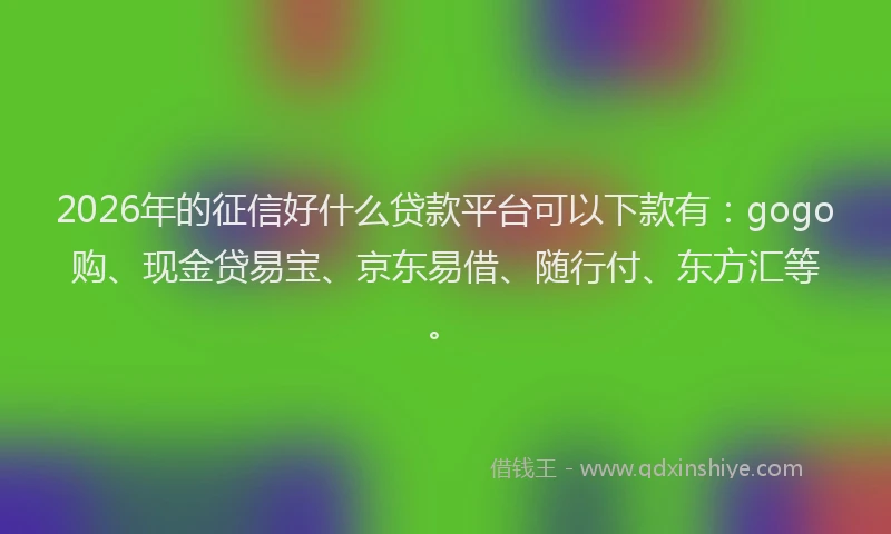 2026年的征信好什么贷款平台可以下款有：gogo购、现金贷易宝、京东易借、随行付、东方汇等。