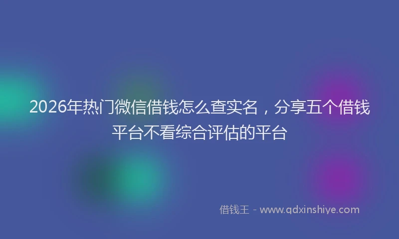 2026年热门微信借钱怎么查实名,分享五个借钱平台不看综合评估的平台