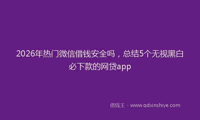 2026年热门微信借钱安全吗，总结5个无视黑白必下款的网贷app