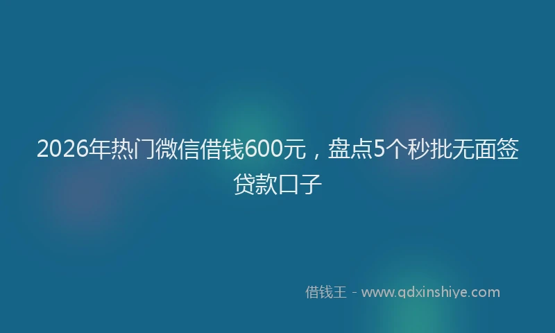 2026年热门微信借钱600元,盘点5个秒批无面签贷款口子