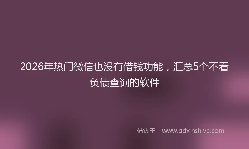 2026年热门微信也没有借钱功能，汇总5个不看负债查询的软件