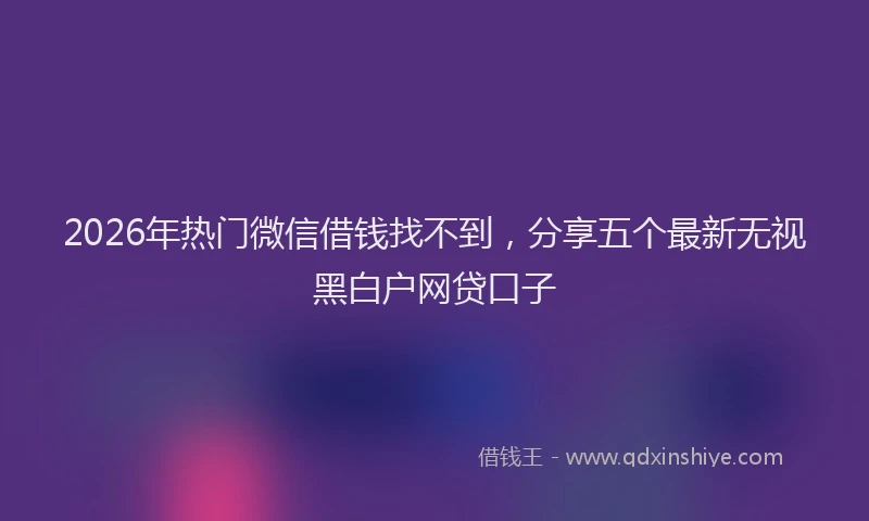 2026年热门微信借钱找不到，分享五个最新无视黑白户网贷口子