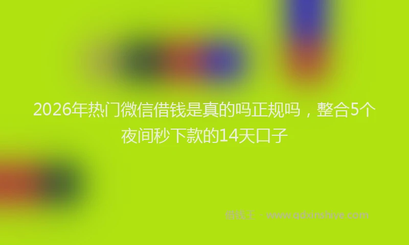 2026年热门微信借钱是真的吗正规吗，整合5个夜间秒下款的14天口子