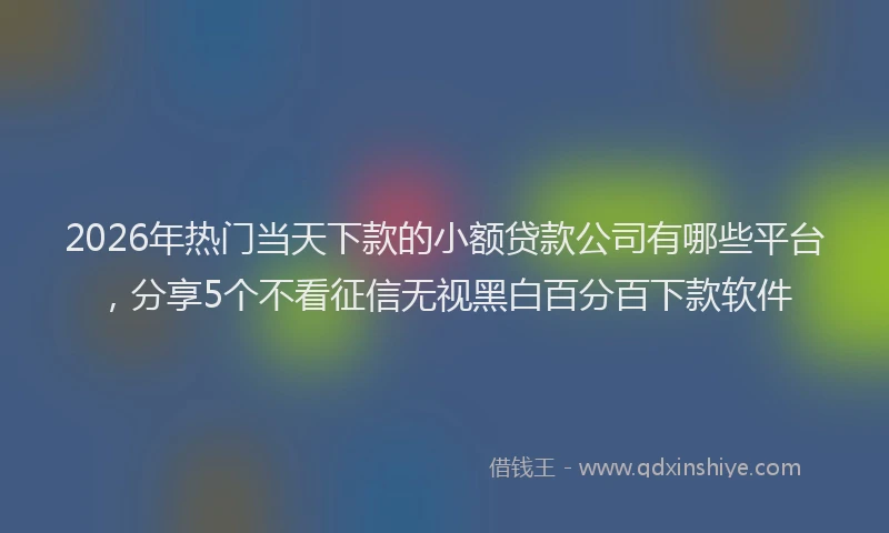 2026年热门当天下款的小额贷款公司有哪些平台，分享5个不看征信无视黑白百分百下款软件