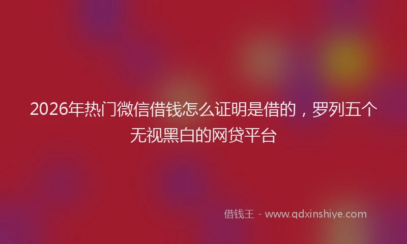 2026年热门微信借钱怎么证明是借的，罗列五个无视黑白的网贷平台
