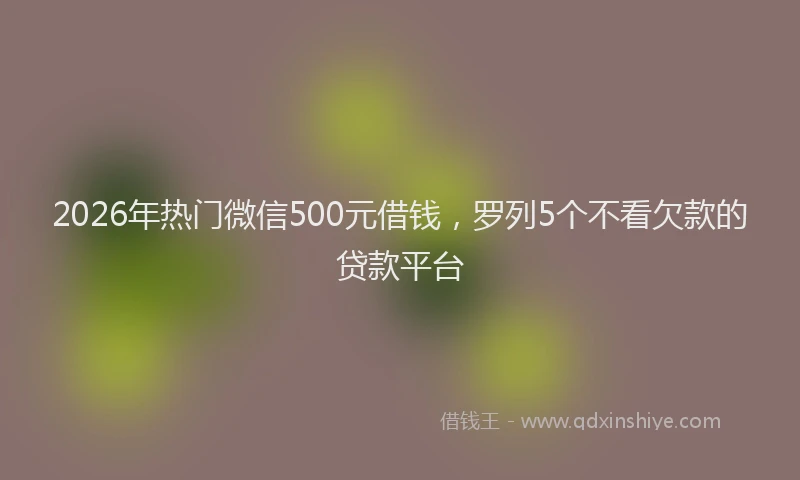 2026年热门微信500元借钱，罗列5个不看欠款的贷款平台