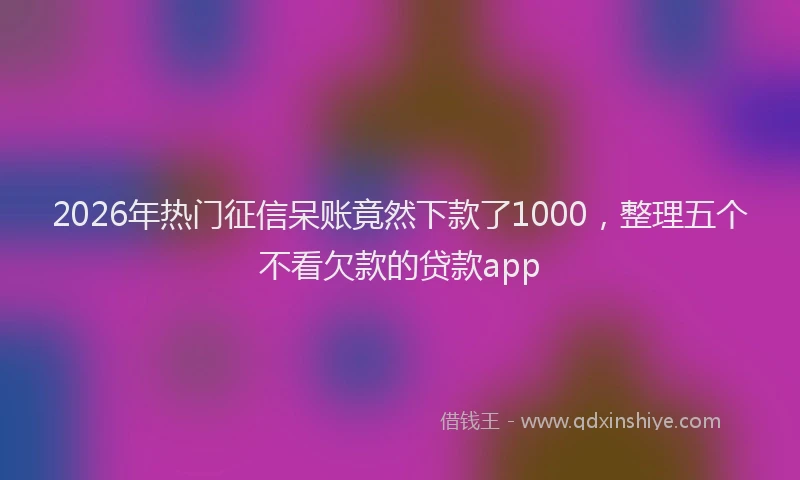 2026年热门征信呆账竟然下款了1000，整理五个不看欠款的贷款app